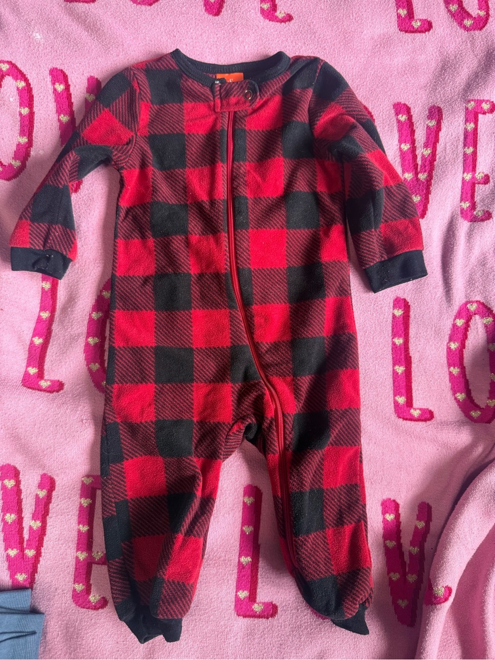 Joe Fresh Red and Black Buffalo Plaid Kids Footless One-Piece
